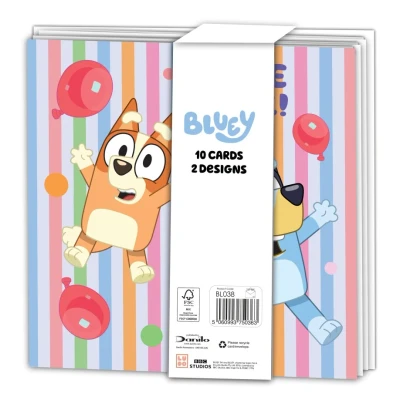 Image of Bluey Cards for Party Invitations and Thank You Notes, 10 Pack, 2 Designs, Blank Inside