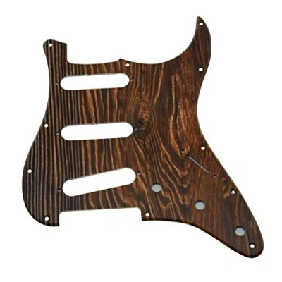 Image of Dopro 11 Hole Strat Style Guitar 3D Printed Plastic Pickguard Bridge Reversed with Screws for FD Jimi Hendrix Stratocaster Wood Pattern