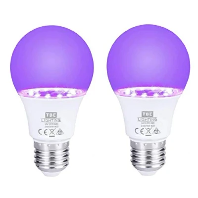 Image of TBE LIGHTING UV LED Bulbs 2 Pack 9w Ultra Violet Black Light E27 Standard Screw Fitting 395 400nm wavelength, Energy Saving Long Life A60 Bulb 20,000Hrs Expectancy