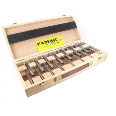 Image of FAMAG 10PCS Classic Forstner Bit, 10, 15, 18, 20, 22, 25, 26, 30, 35, 40mm in Wooden Case, 1630510