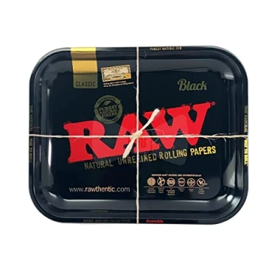 Image of RAW Large Black Limited Edition RAWthentic Rolling Tray 13.5&quot; x 11&quot;