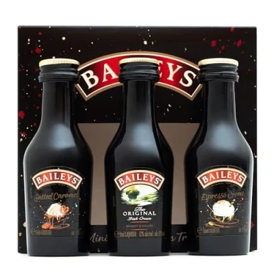 Image of Baileys Gift Set Original Irish Cream Liqueur, Espresso Creme, Salted Caramel x3 Alcohol Miniatures 5cl Bottles Christmas Sets for Women, Men, Stocking, Secret Santa and Mum Gifts