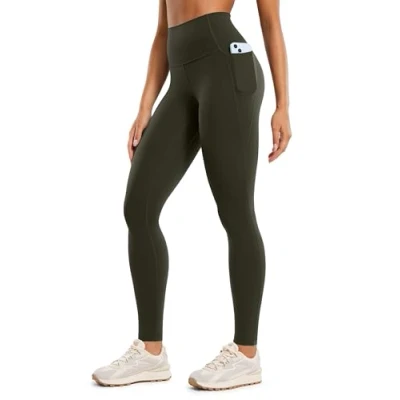 Image of CRZ Yoga Women&#039;s Butterluxe 28&#039;&#039; Gym Leggings with Pockets High Waisted Workout Buttery Soft Olive Green 12