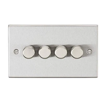 Image of KnightsBridge 4G 2 way 10 200W (5 150W LED) trailing Edge dimmer Square Brushed Chrome