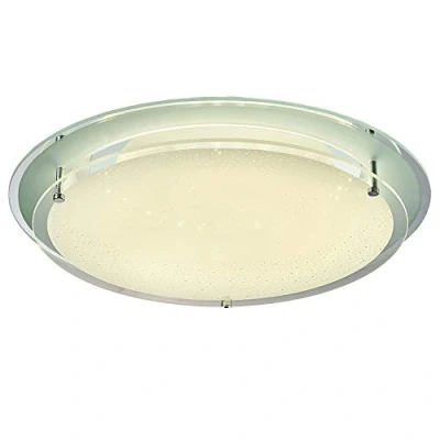 Image of AUROLITE LED Flush Ceiling Light, Glass Shade with Star Patterns, 24 Watts 1680 Lumens, Warm White (3000K), Ideal for Living Room, Bedroom, Kitchen, Hallway, Hotel, B&amp;B