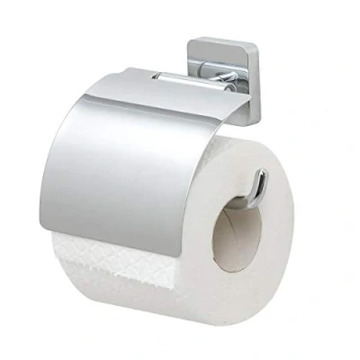 Image of Tiger Onu Toilet Roll Holder with Cover, Stainless Steel, Chrome, 13 x 12.6 4.2 cm