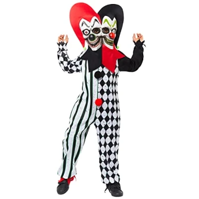 Image of amscan Boys Halloween Two Faced Jester Clown Fancy Dress Costume Age: 4 14 Years