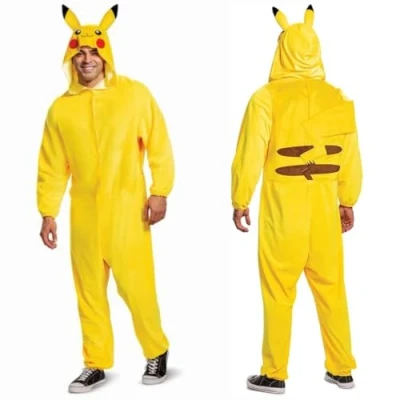 Image of DISGUISE 90160STD 20L Pikachu Classic Adult Costume Pokemon Dress Up &amp; Accessories, Yellow, One Size