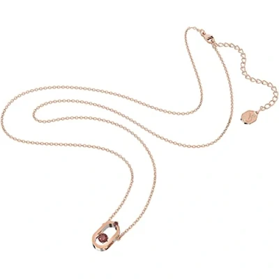 Image of Swarovski Necklace, Red Round Crystal with White Pavé Crystals in a Rose Gold Tone Plated Setting, from the Sparkling Dance Collection