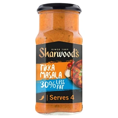 Image of Sharwood&#039;s Reduced Fat Tikka Masala Curry Cooking Sauce, 420 g Jar (Pack of 1)