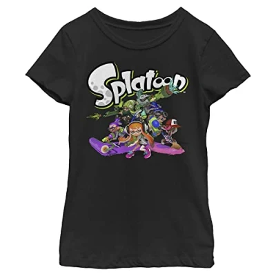 Image of Nintendo Splatoon Inkling Heroes Girls Graphic T Shirt Black