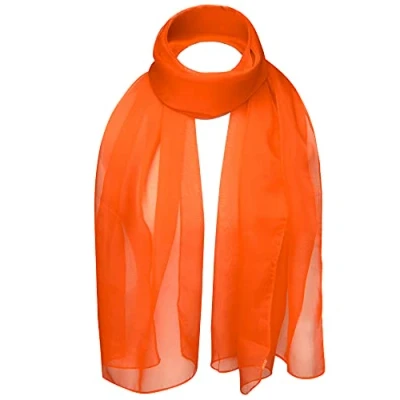 Image of Basic Sense Plain Chiffon Soft Sheer Scarf, Orange