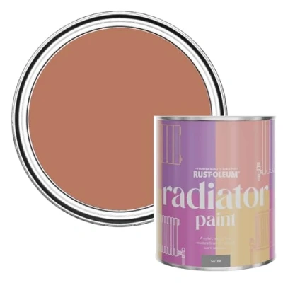Image of Rust Oleum Red Heat Resistant Radiator Paint in Satin Finish Siena 750ml