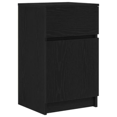 Image of vidaXL modern bedside cabinet/nightstand black 39x35x65cm engineered wood designed for bedroom