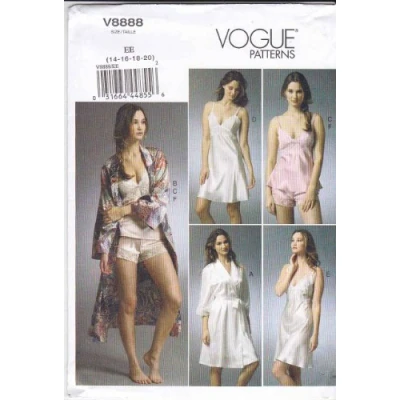 Image of Vogue Patterns V8888 Size A5 6 8 10 12 14 Misses&#039; Robe Slip Camisole and Panties