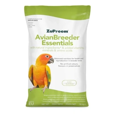 Image of ZuPreem Essentials Complete Bird Food suitable for Cockatiels, Lovebirds, Small Conures, Quakers and other Medium Birds Breeder Diet 18kg