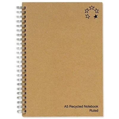 Image of 5 Star Notebook Wirebound Hard Cover Recycled 80gsm A5 Manilla [Pack of 5]