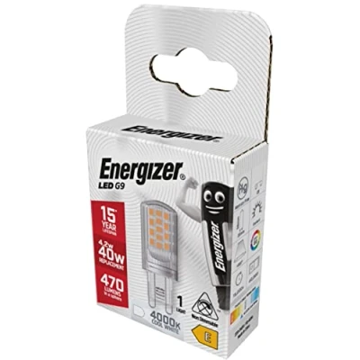 Image of Energizer G9 LED Light Bulb. 4.2W (40w Halogen Equivalent) 220 240V. 470 Lumens. Bi Pin Base Energy Saving. Cool White 4000k
