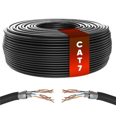 Image of Mr. Tronic Bulk Cat 7 Ethernet Cable 50m, High Speed Pure Copper LAN Network Cable, 600 MHz 50m Cat7 Internet 10 Gbps, ADSL, SFTP 100% Bare (50 Meter, Black)
