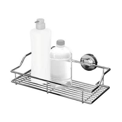 Image of Blue Canyon Gecko Small Wire Rack, Shower Caddy with Vacuum Suction, Quick Lock Suction Cup, No Drill and Screws Required, Removable, Reusable Repositionable, Stainless Steel