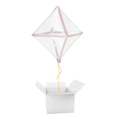 Image of Rose Gold Trim Clear Anglez Foil Helium Balloon Inflated in a Box