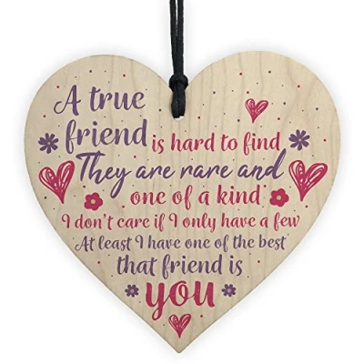 Image of RED OCEAN True Friend Friendship Sign Best Plaque Gift Shabby Chic Wood Heart Thank You