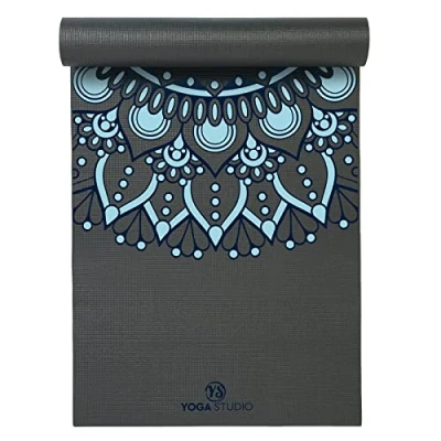 Image of Yoga Studio Designed Sticky Mat Oeko Tex Tear Proof Non Slip Workout Exercise Gym Fitness Mandala &amp; Pilates 183cm x 61cm 6mm Grey