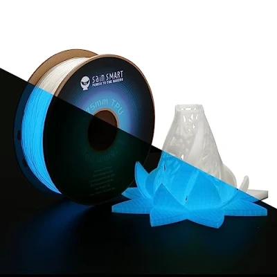 Image of SainSmart 540GBL Flexible TPU 3D Printing Filament, Glow in The Dark, Luminous Blue, 1.75 mm, 1 kg, Dimensional Accuracy +/ 0.04 mm