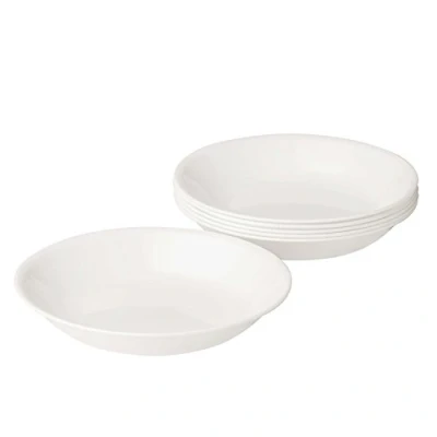 Image of Corelle 3140 Vitrelle Glass Winter Frost Pasta Bowl, White, 20 oz, Pack of 6