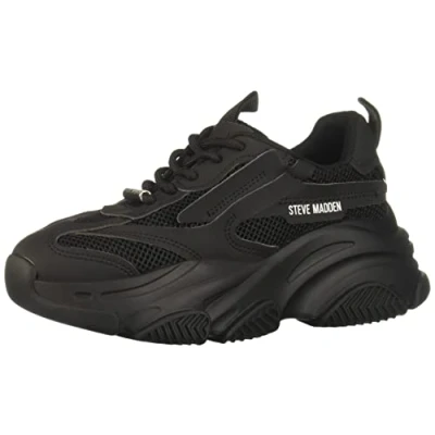 Image of Steve Madden Women&#039;s Possession Sneaker, Black, 3.5 UK