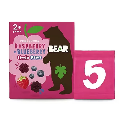 Image of BEAR Paws Fruit Shapes Raspberry &amp; Blueberry Multipack 5 x 20g