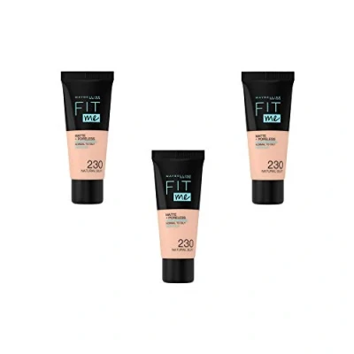 Image of MAYBELLINE New York Fit Me, Matte and Poreless, Fluid Foundation for Normal to Oily Skin, Colour 230 Sand Beige, 30 ml (Pack of 1)