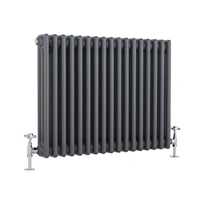 Image of Milano Windsor Anthracite Cast Iron Style Horizontal Triple Column Radiator 600mm x 785mm
