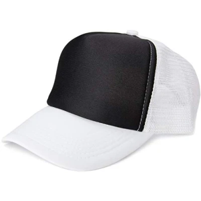 Image of styleBREAKER Unisex 5 Panel Mesh Cap, Trucker Baseball Basecap, Click and Snap Closure Adjustable 04023007, Colour:Black White