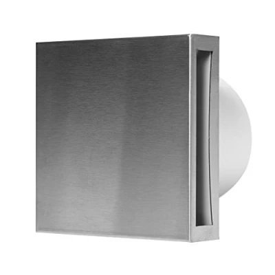 Image of Prostko LTD Stylish Bathroom Extractor Fan 100mm / 4&#039;&#039; Kitchen Ventilator with Front Cover. (Standard, Stainless Steel)