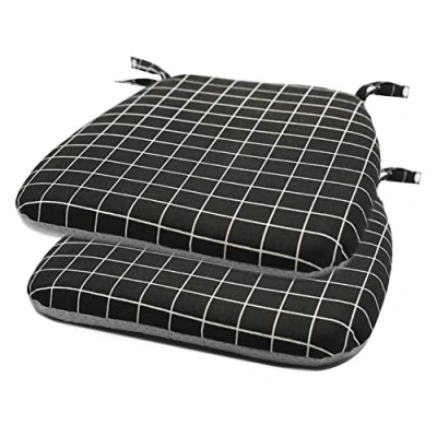 Image of 2 of Dining Chair Pads with Ties Memory Foam Seat Cushion Non Slip Garden 45 x 42cm (Black)