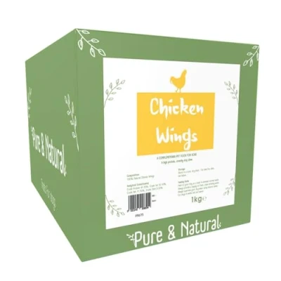 Image of Pure &amp; Natural Dried Chicken Wings Dog Treats Crunchy Moutwatering Hypoallergenic Chews, High Protein, Grain Free, Dehydrated 1kg