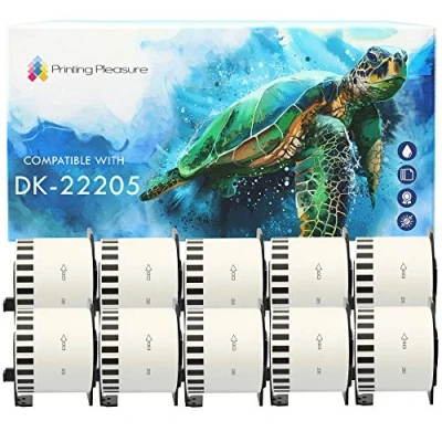 Image of Printing Pleasure DK 22205 10 Continuous Label Rolls DK22205 Compatible for Brother P Touch QL 500 550 560 570 700 800 810W 820NWB 1050 1060N 1100 1110NWB, 62mm x 30.48m
