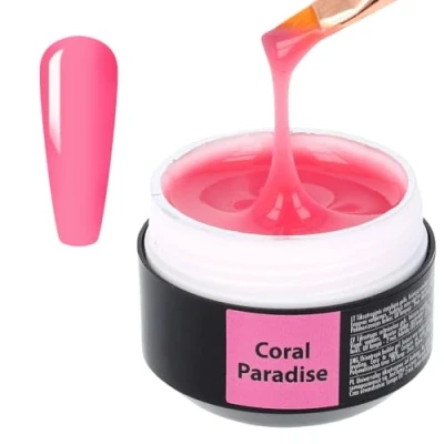 Image of SINCERO SALON Builder Gel Color Coral Paradise for Nails 2in1 Nail Extension and Shaping Long Lasting UV Strengthener Weak 15ml