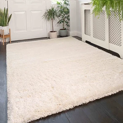Image of Modern Thick Cream Shaggy Area Rug Dark Ivory Durable Super Soft Fluffy Shag Rugs Living Room Lounge Bedroom 200cm x 290cm