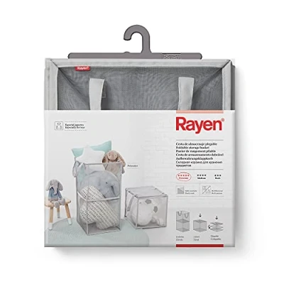 Image of Rayen Storage Basket Foldable Multifunctional Strong Mesh Ideal for Toys 2 Levels: 62 x 30 cm 1 Level: Folded: 3.5