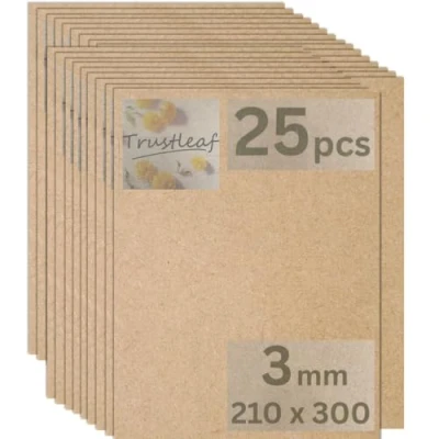 Image of Trustleaf 3mm Sheets of MEDITE Premier MDF 210mm x 300mm, A4 Approx.. Pack 25