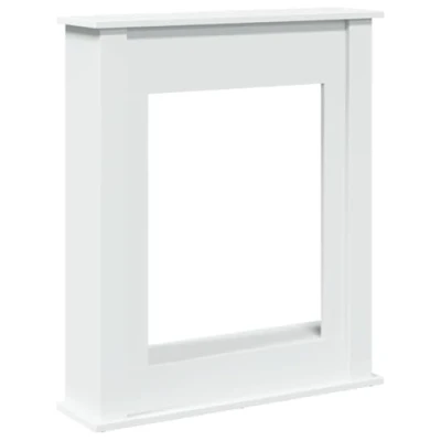 Image of vidaXL White Engineered Wood Fireplace Surround/Mantel For Electric LED Flame, Easy Maintenance 75 x 20 87.5 cm