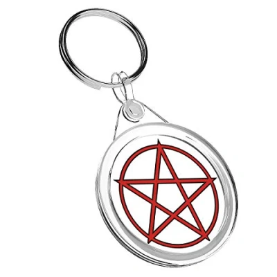 Image of 1 x Pentagram Symbol Vinyl Keyring IR02 Mum Dad Kids Birthday #5249