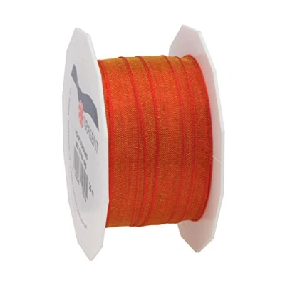 Image of C.E. Pattberg Präsent Four Seasons Organza wired edge Ribbon Blazing Red 10 mm width, 25 m length