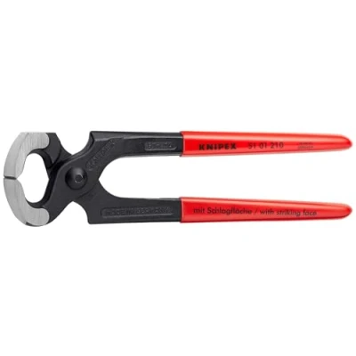 Image of Knipex Hammerhead Style Carpenters&#039; Pincers black atramentized, plastic coated 210 mm (self service card/blister) 51 01 SB