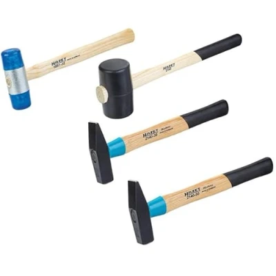 Image of HAZET Hammer Set 2140/4, 4 Pieces, Engineer&#039;s 300 g and 500 g, Plastic with Interchangeable Heads, Rubber Mallet, Longer Life Thanks to BluGuard