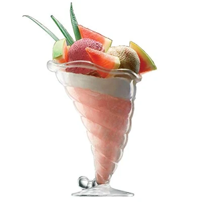 Image of Bormioli Rocco SP40735 Fortuna Ice Cream Sundae Glasses 10.55oz / 300ml Set of 6 Tall Knickerbocker Glory Dessert Glasses, Lime