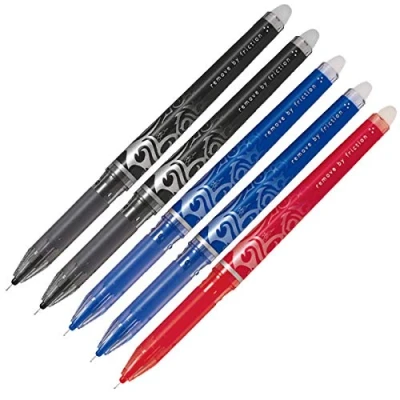 Image of Pilot Frixion Point Erasable Rollerball, 0.5 mm Tip 2 Black/2 Blue/1 Red, Pack of 5