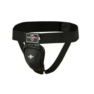 Image of Deluxe Muay Thai Competition Training Steel Cup Groin Guard Velcro Model (XL)